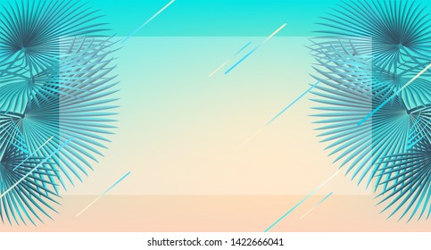 Summer  romantic Background with palm trees  for banner, poster, flyer, postcard, invitation, website or greeting card . Elegant Banner design in trendy pastel colors.