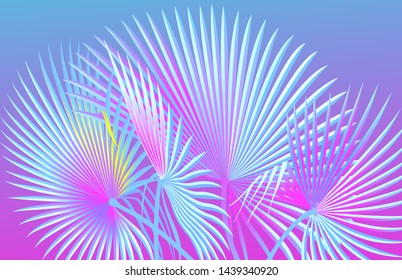 Summer romantic background with palm trees for banner, poster, flyer, card, postcard, invitation, website or greeting card. Elegant Banner design in trendy pastel colors. Summertime poster template.