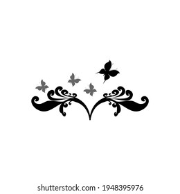 Summer romantic pattern with butterflies and leaf. Decorative monochrome elegant seamless pattern with insect for decor, wallpaper, fabric, prints. Abstract fashion texture. Vector illustration