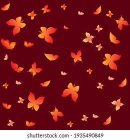 Summer romantic pattern with butterflies on brown. Decorative colorful elegant romantic seamless pattern with insect for decor, wallpaper, fabric, prints. Abstract fashion texture. Vector illustration