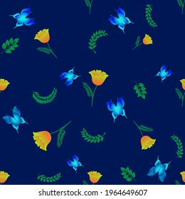Patrón romántico de verano con mariposas en azul. Decorativo colorido elegante y romántico patrón sin fisuras con insectos para la decoración, papel pintado, tela, estampados. Textura abstracta de la moda. Ilustración del vector