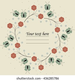 Summer round frame with butterflies and flowers can be used for greeting card, baby shower card, invitation, cover and more designs.