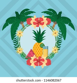 Summer round frame cartoons