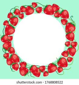Summer round frame of strawberries