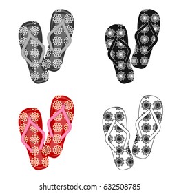 Summer rubber flip flops. Flip flops icons in cartoon style vector symbol stock illustration.