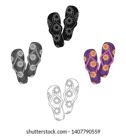 Summer rubber flip flops.Flip flops single icon in cartoon,black style vector symbol stock illustration.