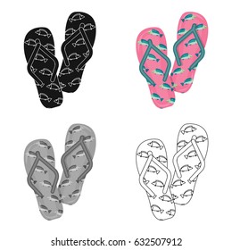 Summer rubber flip flops.Flip flops single icon in cartoon style vector symbol stock illustration.