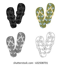 Summer rubber flip flops.Flip flops single icon in cartoon style vector symbol stock illustration.