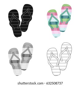 Summer rubber flip flops.Flip flops single icon in cartoon style vector symbol stock illustration.