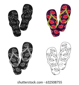 Summer rubber flip flops.Flip flops single icon in cartoon style vector symbol stock illustration.