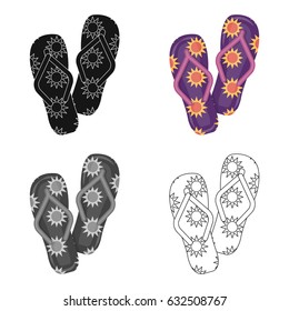 Summer rubber flip flops.Flip flops single icon in cartoon style vector symbol stock illustration.