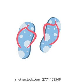 Summer rubber sandals with a spotted pattern and red straps. Beach footwear icon for vacation and holiday designs. Vector illustration isolated on white background.