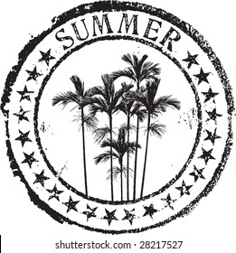 Summer rubber stamp with palm trees