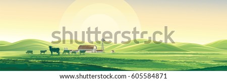 Similar – Image, Stock Photo Cows on hill in front of mountain panorama