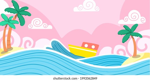 Summer Sail Adventure Premium Vector Doodle Illustration