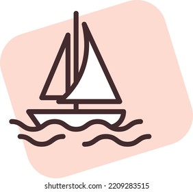 Summer sailing, illustration, vector on white background.