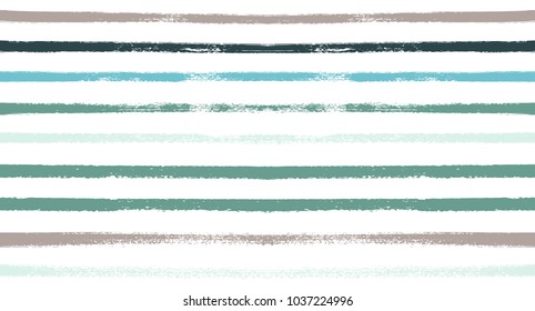 Summer Sailor Stripes Seamless Vector Pattern. Autumn Colors Textile Blue, Purple, White, Turquoise, Gray Print. Hipster Vintage Retro Stripes Design. Creative Horizontal Banner. Old Watercolor Fabric