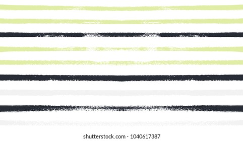 Summer Sailor Stripes Seamless Vector Pattern. Autumn Colors Textile Blue, Green, White, Purple, Brown, Gray Print. Hipster Vintage Retro Stripes Design. Creative Horizontal Banner. Watercolor Prints.