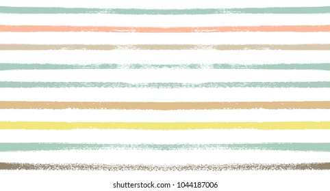 Summer Sailor Stripes Seamless Vector Pattern. Autumn Colors Textile Blue, Green, White, Purple, Brown, Gray Print.