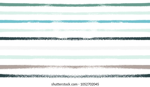 Summer Sailor Stripes Seamless Vector Pattern. Autumn Colors Textile Blue, Purple, White, Turquoise, Gray Print. Hipster Vintage Retro Stripes Design. Creative Horizontal Banner. Old Watercolor Fabric