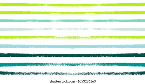 Summer Sailor Stripes Seamless Vector Pattern. Autumn Colors Textile Blue, Green, White, Turquoise, Gray Print. Hipster Vintage Retro Stripes Design. Creative Horizontal Banner. Old Watercolor Fabric.