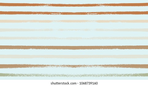 Summer Sailor Stripes Seamless Vector Pattern. Autumn Colors Textile Blue, Ocher, White, Yellow, Brown, Gray Print. Hipster Vintage Retro Stripes Design. Creative Horizontal Banner. Watercolor Prints.