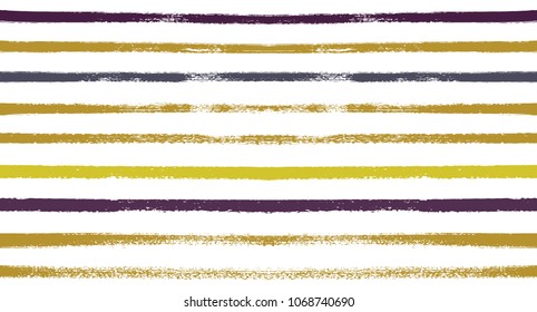 Summer Sailor Stripes Seamless Vector Pattern. Autumn Colors Textile Blue, Green, White, Purple, Brown, Gray Print. Hipster Vintage Retro Stripes Design. Creative Horizontal Banner. Watercolor Prints.