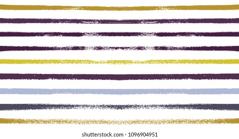 Summer Sailor Stripes Seamless Vector Pattern. Autumn Colors Textile Blue, Green, White, Purple, Brown, Gray Print. Hipster Vintage Retro Stripes Design. Creative Horizontal Banner. Watercolor Prints.