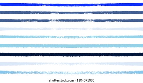 Summer Sailor Stripes Seamless Vector Pattern. Autumn Colors Textile Blue, Purple, White, Turquoise, Gray Print. Hipster Vintage Retro Stripes Design. Creative Horizontal Banner. Old Watercolor Fabric