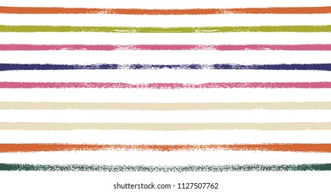 Summer Sailor Stripes Seamless Vector Pattern. Autumn Colors Textile Blue, Green, White, Purple, Brown, Gray Print. Hipster Vintage Retro Stripes Design. Creative Horizontal Banner. Watercolor Prints.