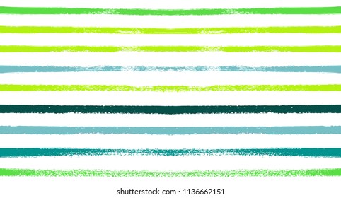 Summer Sailor Stripes Seamless Vector Pattern. Autumn Colors Textile Blue, Green, White, Turquoise, Gray Print. Hipster Vintage Retro Stripes Design. Creative Horizontal Banner. Old Watercolor Fabric.