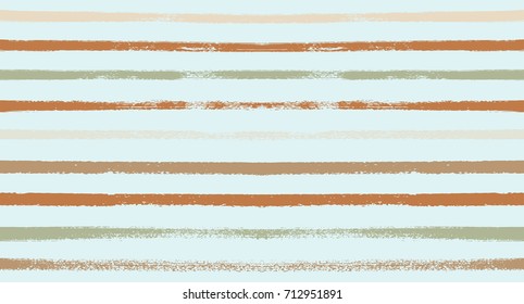 Summer Sailor Stripes Seamless Vector Pattern. Autumn Colors Textile Blue, Ocher, White, Yellow, Brown, Gray Print. Hipster Vintage Retro Stripes Design. Creative Horizontal Banner. Watercolor Prints.