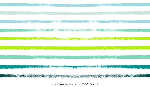 Summer Sailor Stripes Seamless Vector Pattern. Autumn Colors Textile Blue, Green, White, Turquoise, Gray Print. Hipster Vintage Retro Stripes Design. Creative Horizontal Banner. Old Watercolor Fabric.