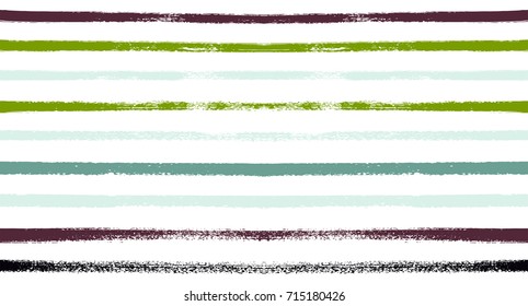 Summer Sailor Stripes Seamless Vector Pattern. Autumn Colors Textile Blue, Green, White, Turquoise, Gray Print. Hipster Vintage Retro Stripes Design. Creative Horizontal Banner. Old Watercolor Fabric.