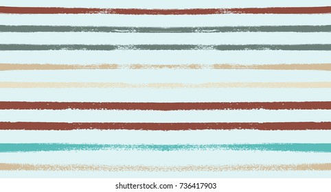 Summer Sailor Stripes Seamless Vector Pattern. Autumn Colors Textile Print in Ocher, Purple, Blue, Yellow, Gray. Hipster Vintage Retro Stripes Design. Creative Horizontal Banner. Watercolor Prints.