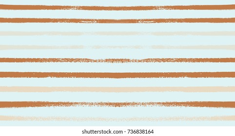 Summer Sailor Stripes Seamless Vector Pattern. Autumn Colors Textile Blue, Ocher, White, Yellow, Brown, Gray Print. Hipster Vintage Retro Stripes Design. Creative Horizontal Banner. Watercolor Prints.