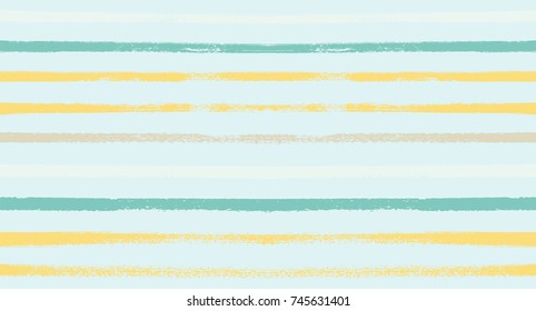 Summer Sailor Stripes Seamless Vector Pattern. Autumn Colors Textile Green, Ocher, White, Yellow, Gray Fabric Print. Hipster Vintage Retro Stripes Design. Creative Horizontal Banner. Watercolor Prints