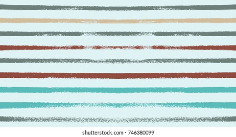 Summer Sailor Stripes Seamless Vector Pattern. Autumn Colors Textile Print in Ocher, Purple, Blue, Yellow, Gray. Hipster Vintage Retro Stripes Design. Creative Horizontal Banner. Watercolor Prints.