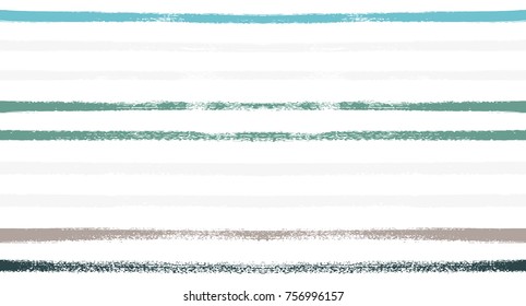 Summer Sailor Stripes Seamless Vector Pattern. Autumn Colors Textile Blue, Purple, White, Turquoise, Gray Print. Hipster Vintage Retro Stripes Design. Creative Horizontal Banner. Old Watercolor Fabric