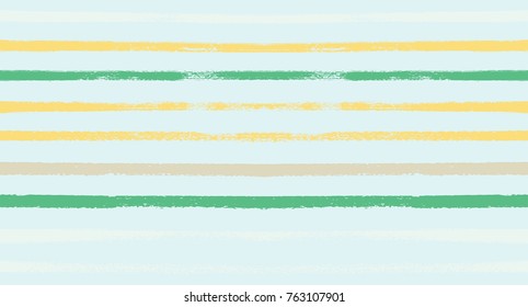 Summer Sailor Stripes Seamless Vector Pattern. Autumn Colors Textile Green, Ocher, White, Yellow, Gray Fabric Print. Hipster Vintage Retro Stripes Design. Creative Horizontal Banner. Watercolor Prints