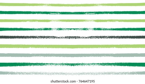 Summer Sailor Stripes Seamless Vector Pattern. Autumn Colors Textile Blue, Green, White, Turquoise, Gray Print. Hipster Vintage Retro Stripes Design. Creative Horizontal Banner. Old Watercolor Fabric.