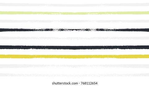 Summer Sailor Stripes Seamless Vector Pattern. Autumn Colors Textile Blue, Green, White, Purple, Brown, Gray Print. Hipster Vintage Retro Stripes Design. Creative Horizontal Banner. Watercolor Prints.