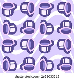 Summer Salad Bowl Seamless Pattern. Colorful flat food illustration with vegetables on striped background.

