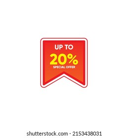 summer sale 20% tag shop, badge vector. special offer card, template for design.