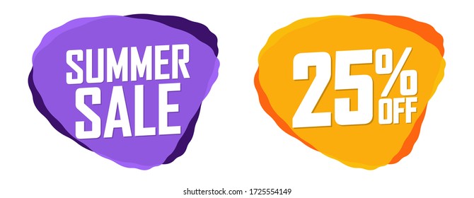 Summer Sale, 25% Rabatt, Blase Banner Design Vorlage, Discount Tags, Vektor Illustration