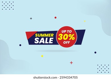 Summer sale up to 30% off! Perfect for banners, labels, posters, and social media promotions. Bold typography, vibrant design, and customizable text to attract attention and boost seasonal sales.