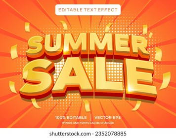 Efecto de texto editable 3D de venta de verano