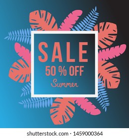 Summer Sale up to 50% off banner and poster background.