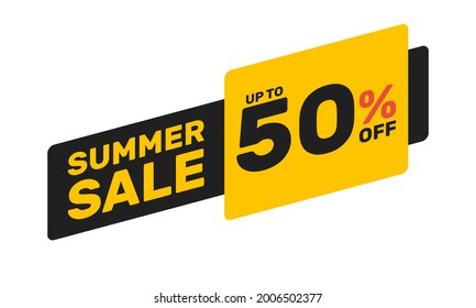 summer sale up to 50% off, vector banner or label