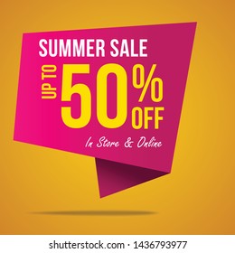 Summer sale 50% offer label sticker, sale discount price tag, label design for your discount campaign promotion in several occasion season sales